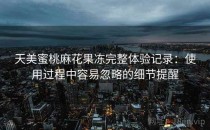 天美蜜桃麻花果冻完整体验记录：使用过程中容易忽略的细节提醒